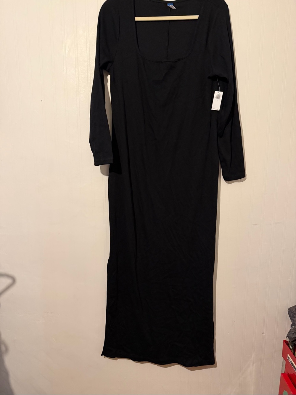 Classic Long Sleeve Black Maxi Dress XL NWT